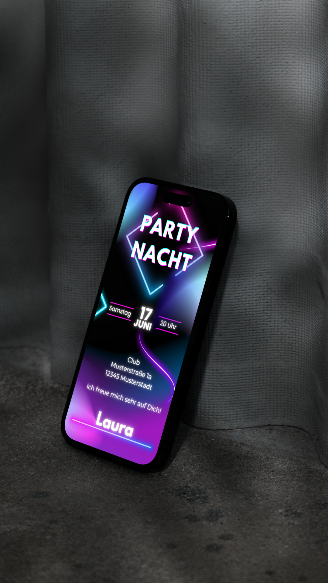 Digitale Geburtstagseinladung – Neon-Style für eine unvergessliche Partynacht