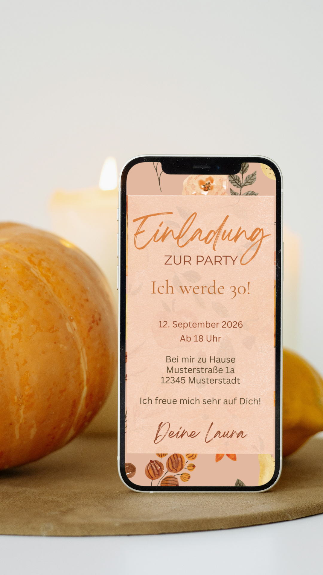 Digitale Geburtstagseinladung – herbstlich, modern & persönlich
