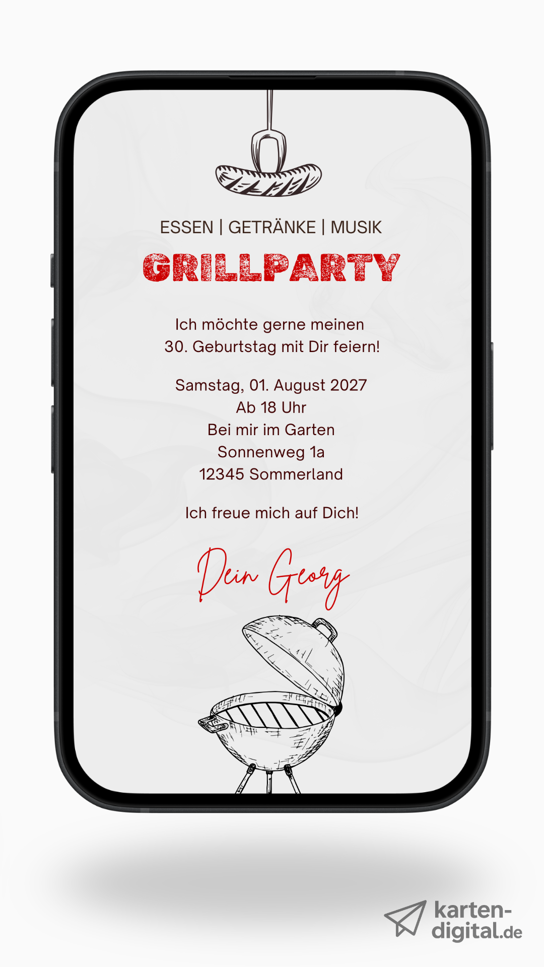 Digitale Einladung Geburtstag – Grill & Sommerabend