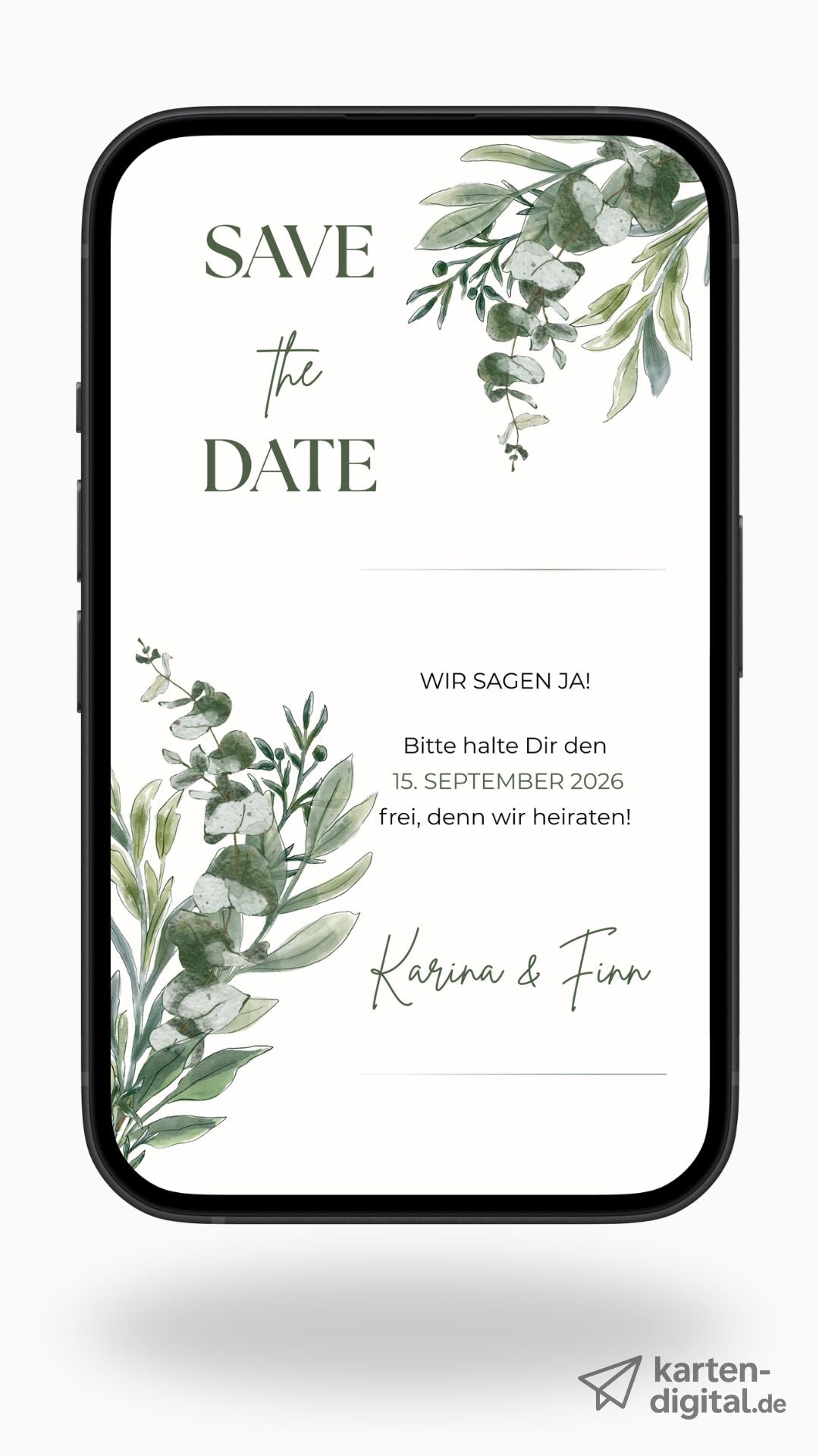 Save the Date Karte digital – Natürlich elegant eure Hochzeit ankündigen