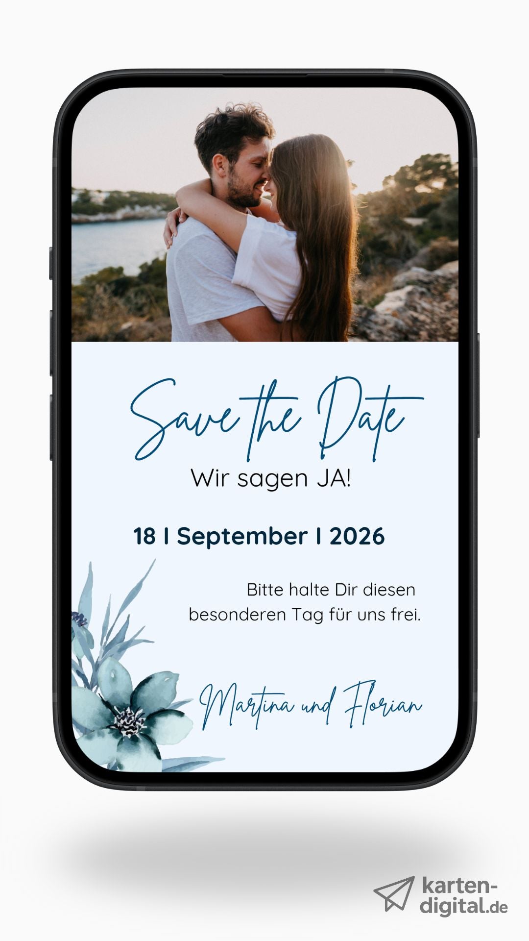 Save the Date Karte digital – Elegant, frisch & persönlich eure Hochzeit ankündigen