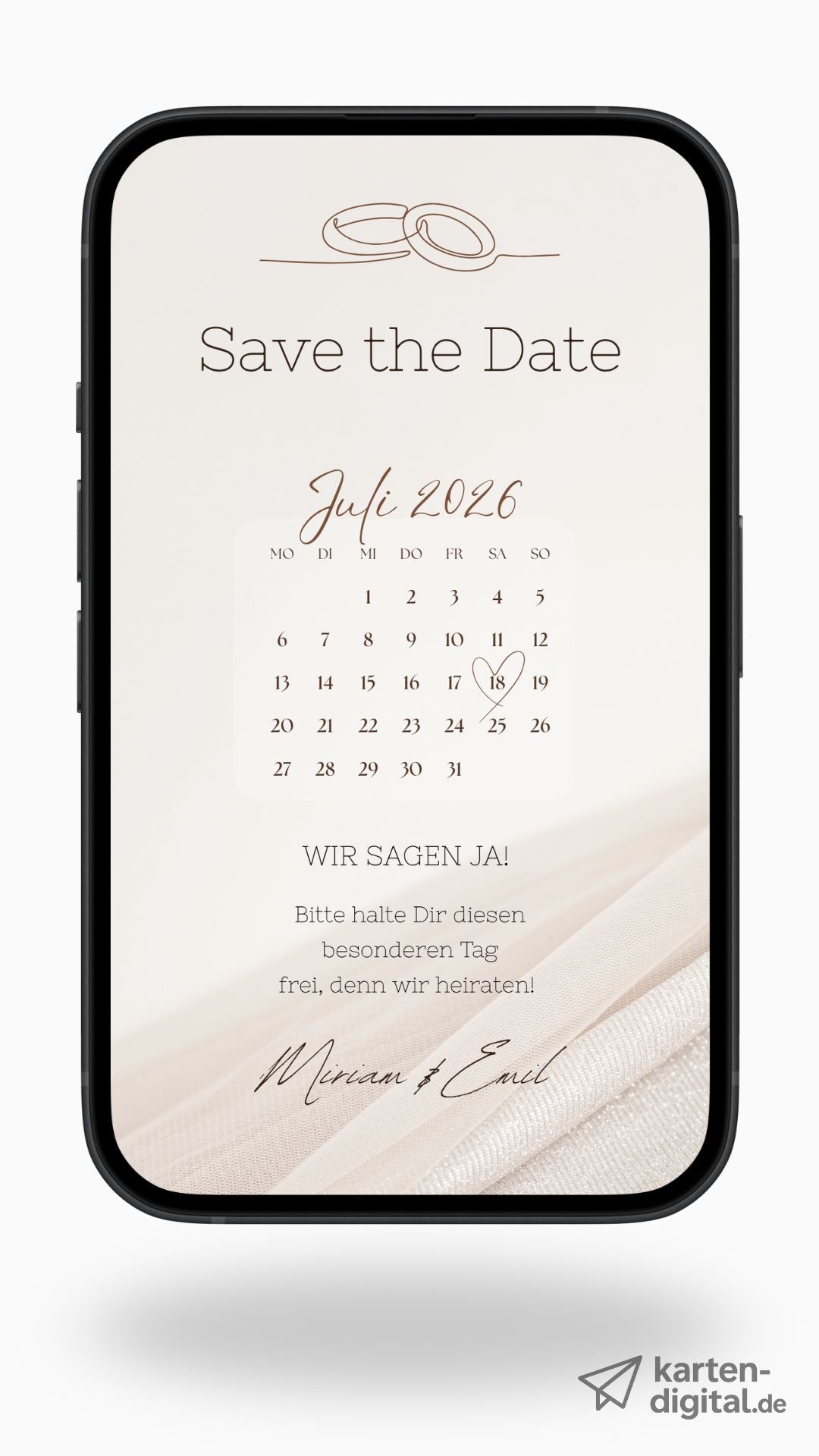 Save the Date Karte digital – Elegant, modern und persönlich