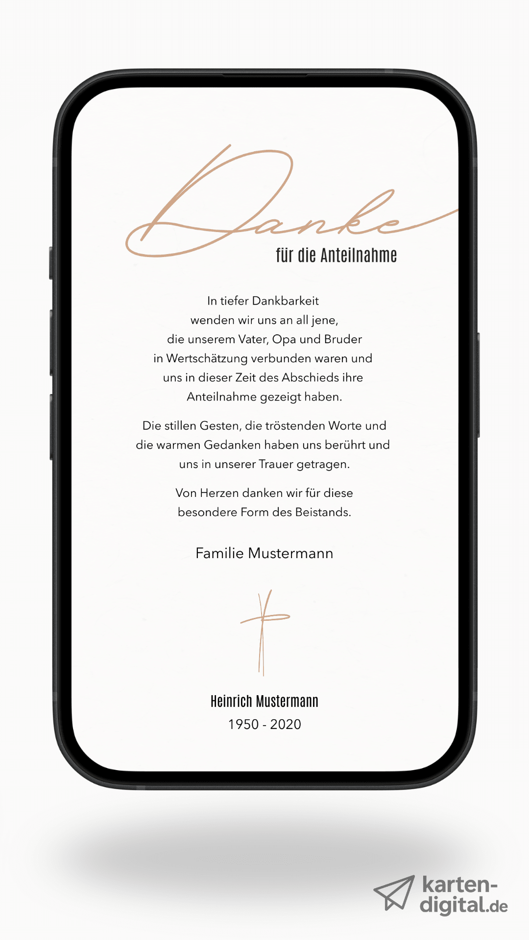 Digitale Danksagungskarte – Beige & feine Linie - karten - digital
