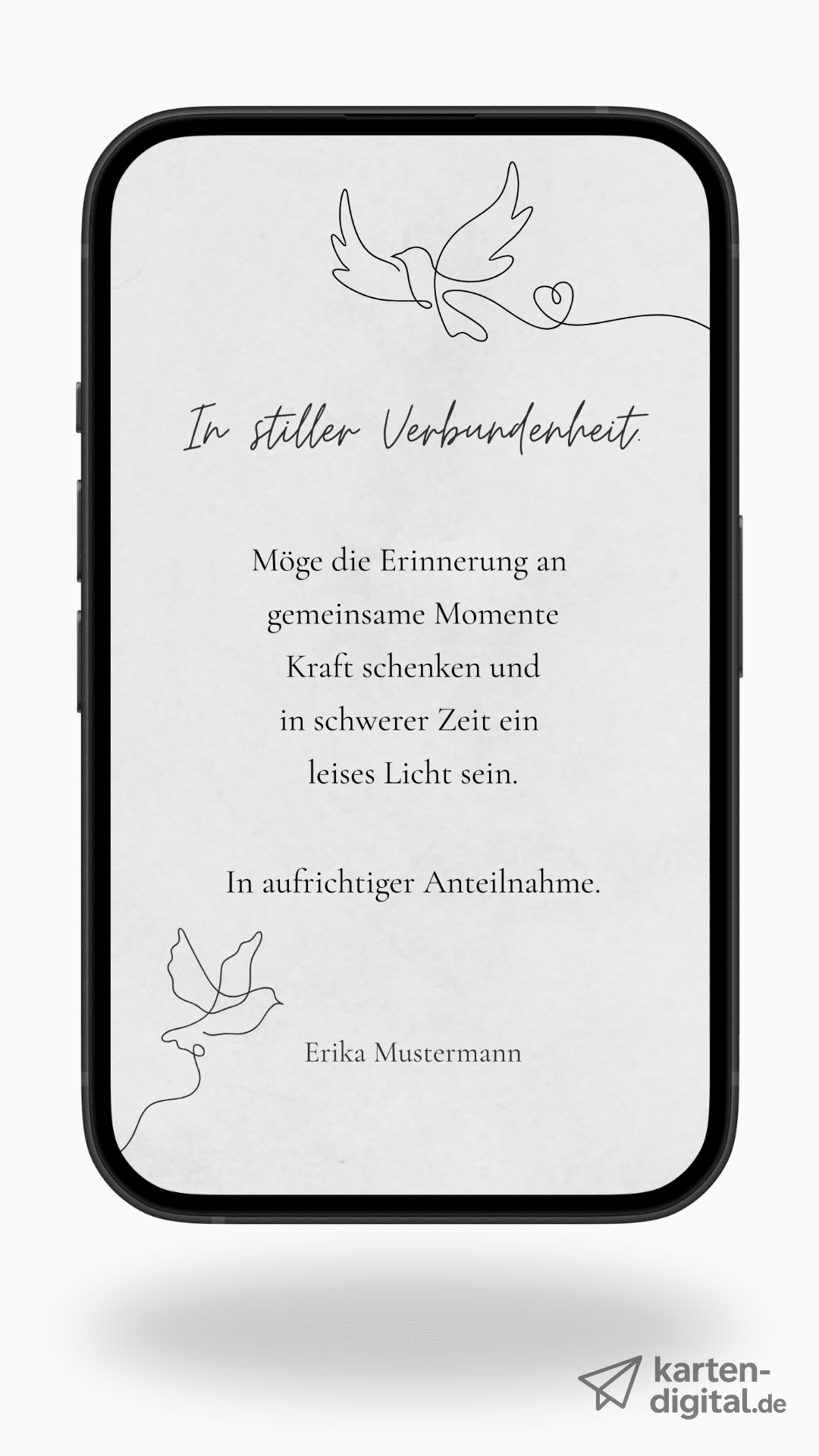 Digitale Kondolenzkarte – Linie & Taube - karten - digital