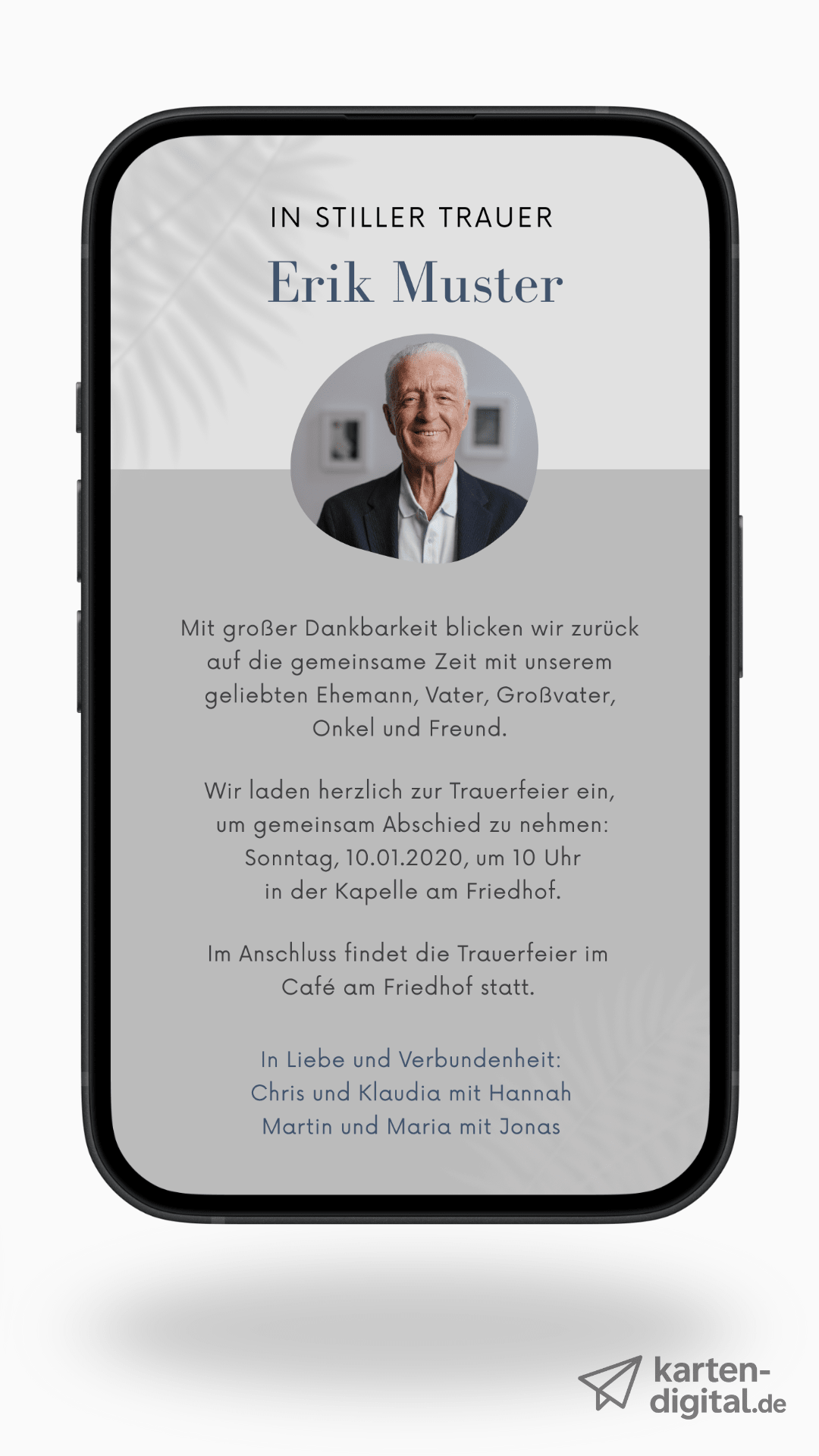 Digitale Trauerkarte – Ruhige Eleganz - karten - digital