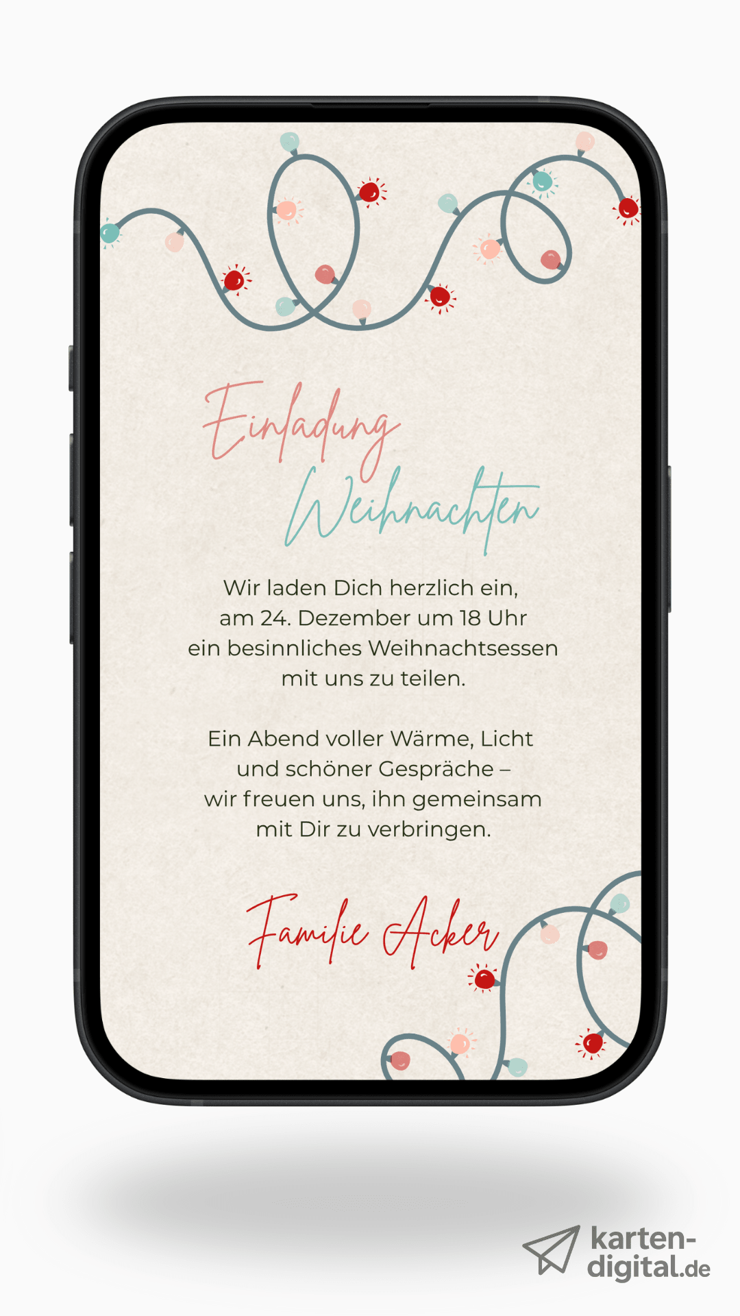 Digitale Video - Einladung zum Weihnachtsessen – festlich animiert - karten - digital