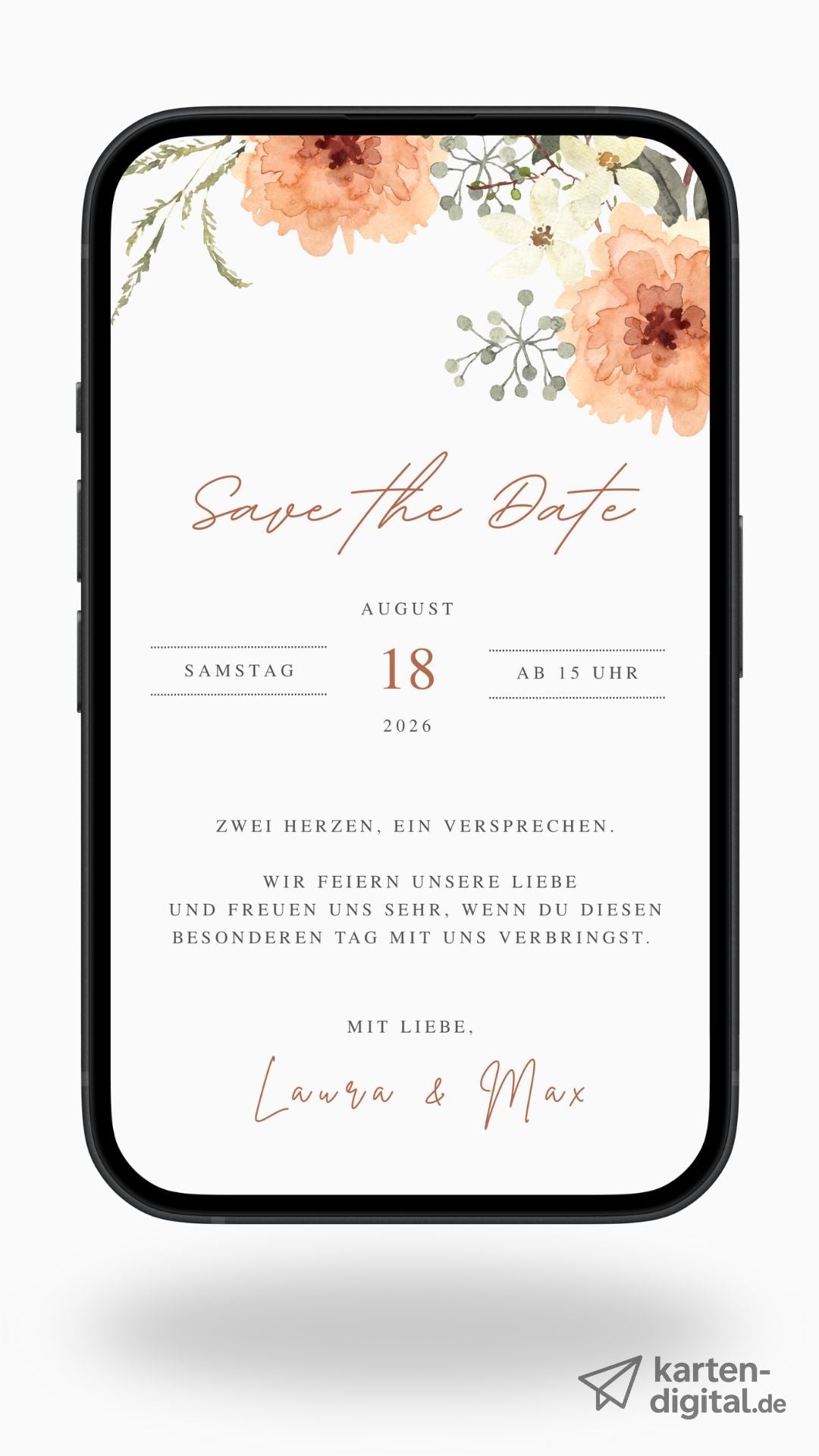 Save the Date Karte digital – Warmherzig, elegant und persönlich - karten - digital