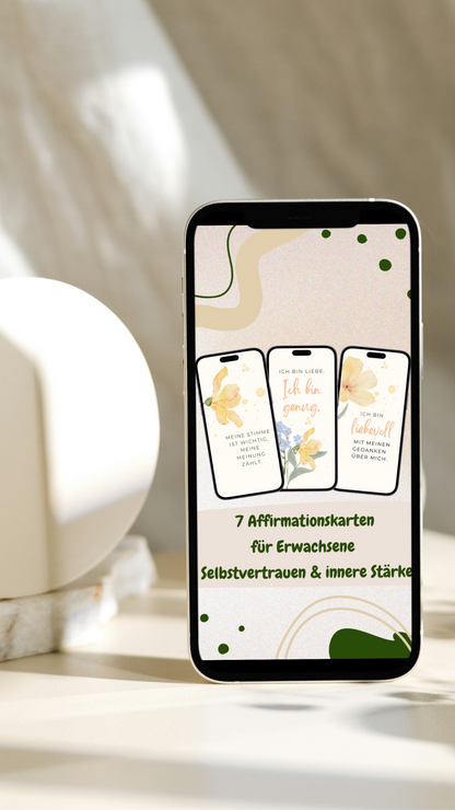 Affirmationskarten für Erwachsene – 7 digitale Karten für Selbstvertrauen & innere Stärke (Set 1)