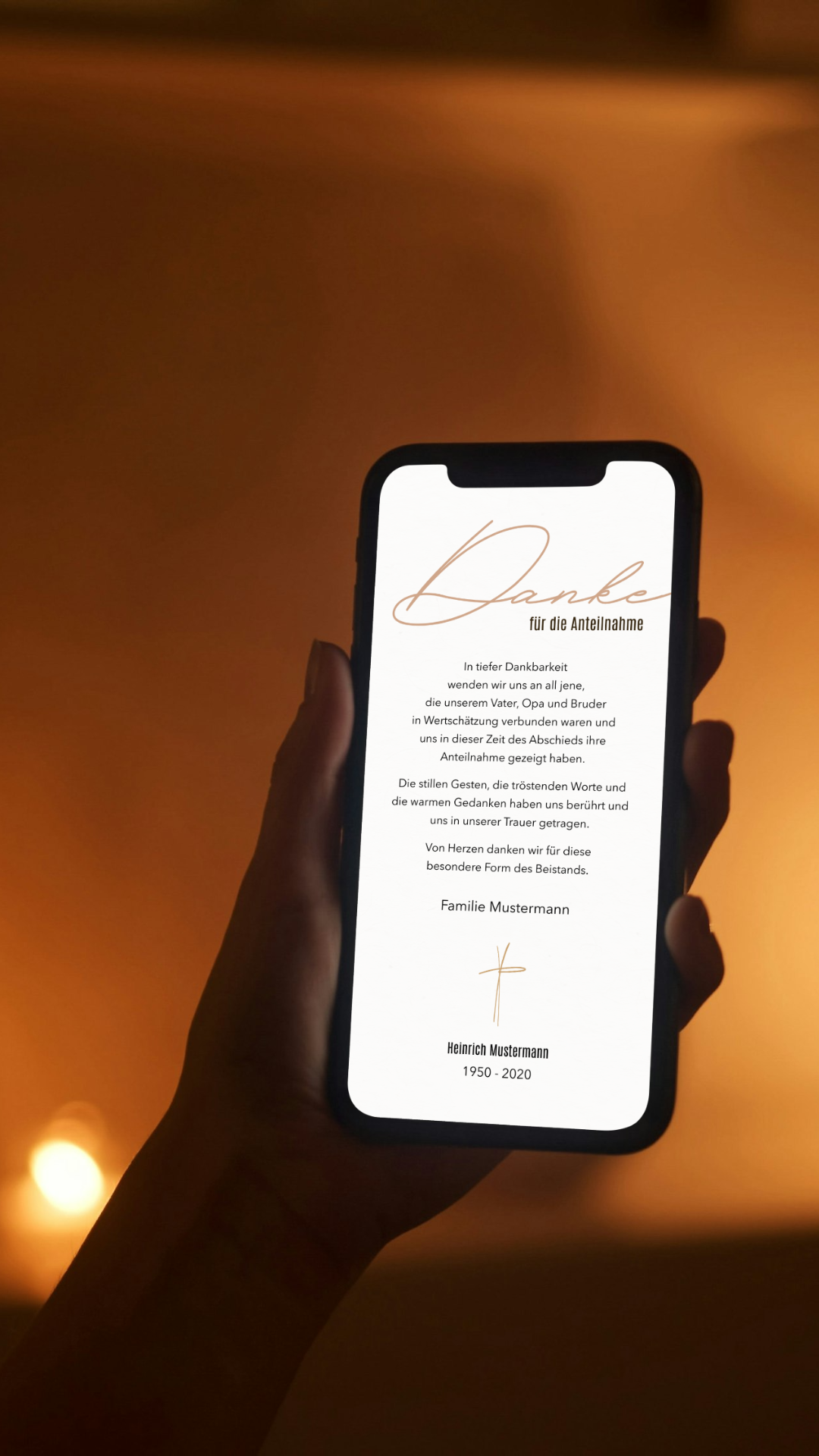 Digitale Danksagungskarte – Beige & feine Linie