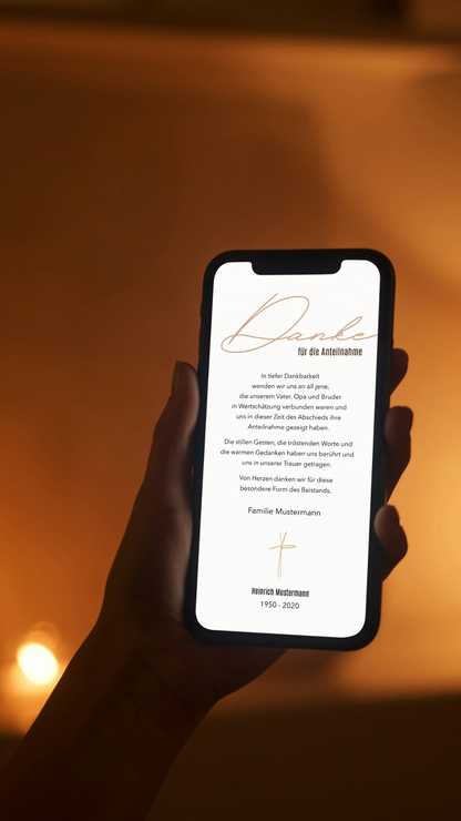 Digitale Danksagungskarte – Beige & feine Linie