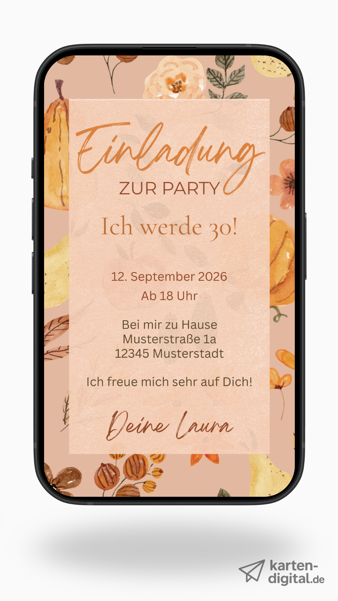 Digitale Geburtstagseinladung – herbstlich, modern & persönlich