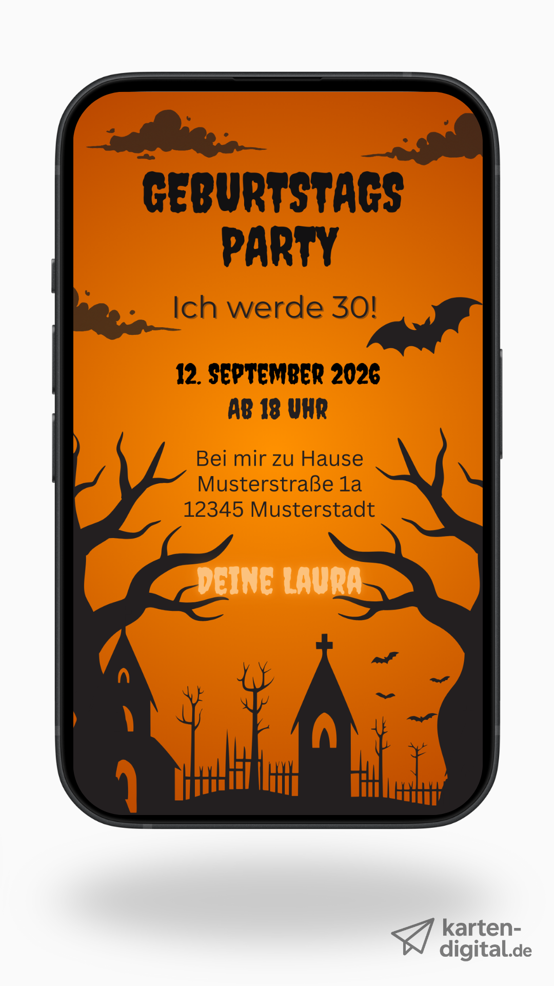 Digitale Geburtstagseinladung mit Gruselfaktor – für deine Halloween-Party