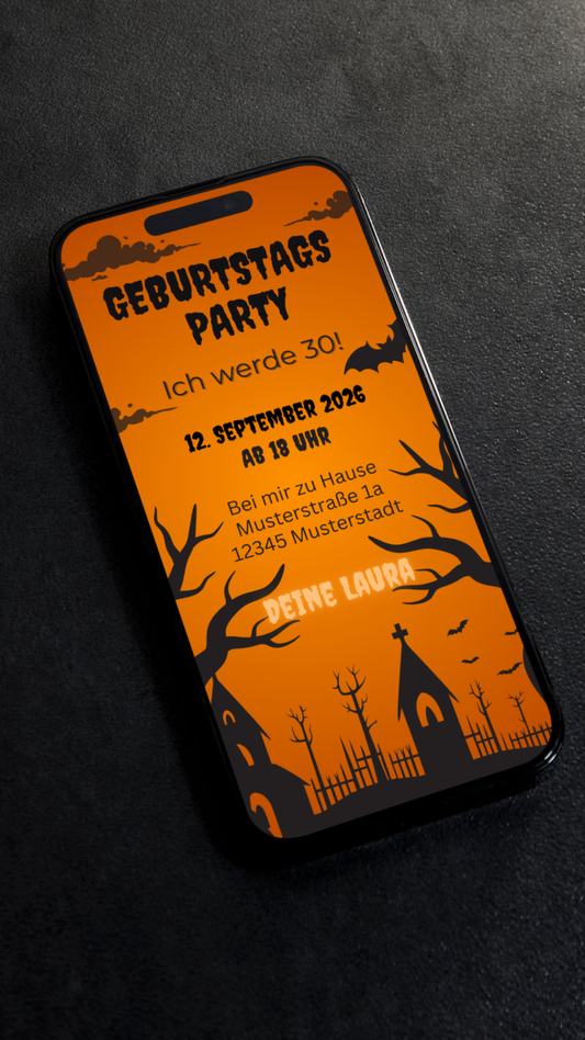 Digitale Geburtstagseinladung mit Gruselfaktor – für deine Halloween-Party