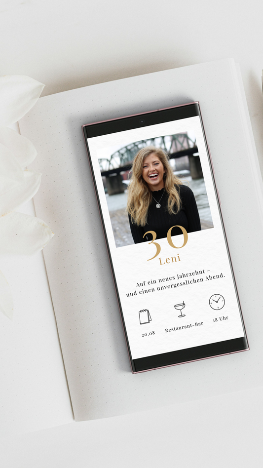 Digitale Geburtstagseinladung – Elegant & Minimalistisch