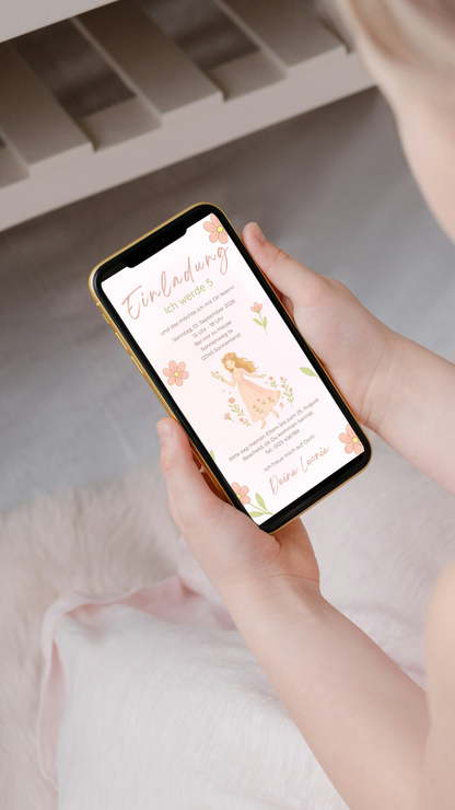 Digitale Geburtstagseinladung – Prinzessin & Pastell
