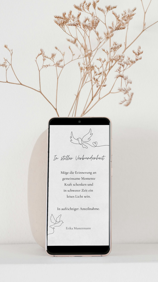 Digitale Kondolenzkarte – Linie & Taube