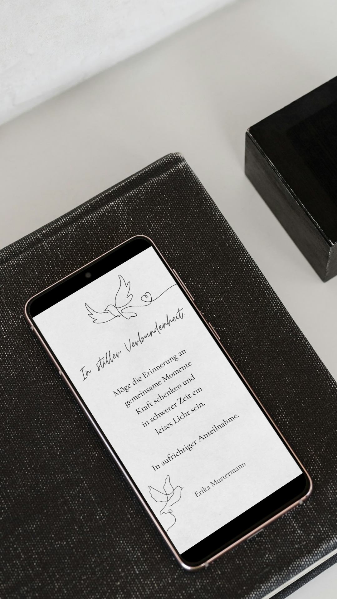 Digitale Kondolenzkarte – Linie & Taube