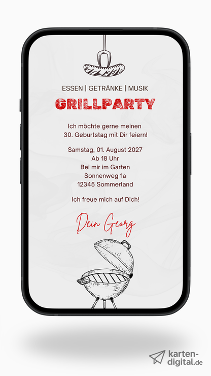 Digitale Einladung Geburtstag – Grill & Sommerabend