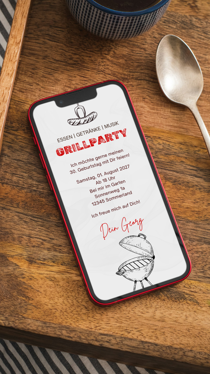 Digitale Einladung Geburtstag – Grill & Sommerabend