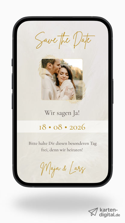 Elegante Save-the-Date Karte mit Foto – digital & persönlich im edlen Look