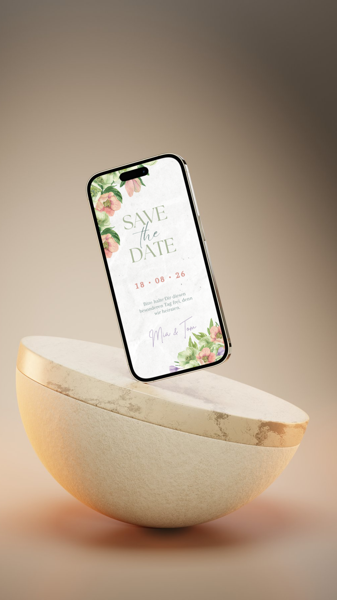 Verspielte Save-the-Date Karte mit Blumen – digital & liebevoll gestaltet