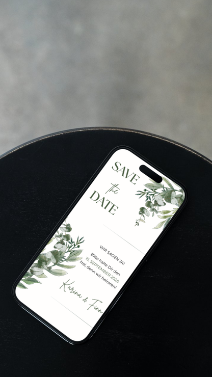 Save the Date Karte digital – Natürlich elegant eure Hochzeit ankündigen