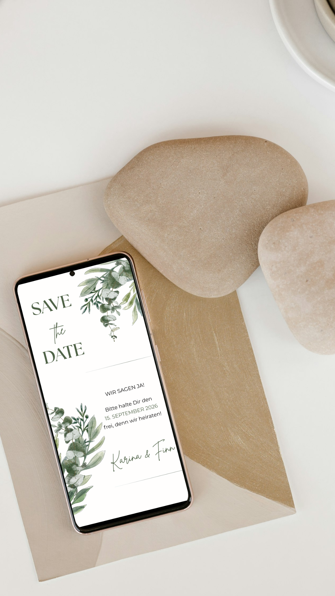 Save the Date Karte digital – Natürlich elegant eure Hochzeit ankündigen