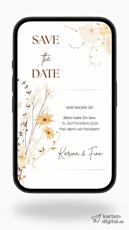 Save the Date Karte digital – Zeitlos elegant und herzlich eure Hochzeit ankündigen