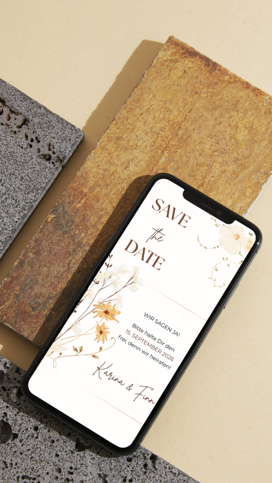 Save the Date Karte digital – Zeitlos elegant und herzlich eure Hochzeit ankündigen