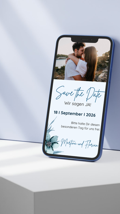 Save the Date Karte digital – Elegant, frisch & persönlich eure Hochzeit ankündigen