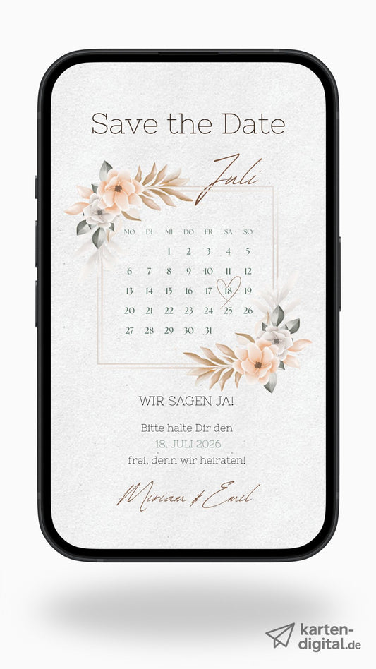Save the Date Karte digital – Warm, elegant und zeitlos