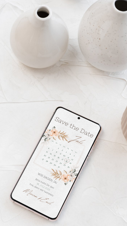 Save the Date Karte digital – Warm, elegant und zeitlos