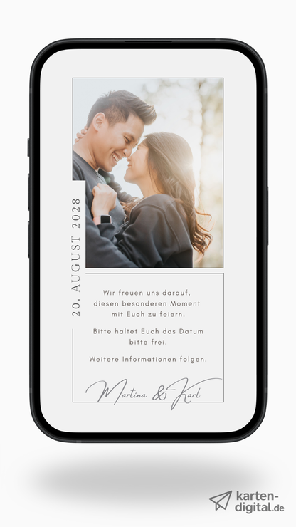 Digitale Save-the-Date Karte – Klar & Fotobasiert