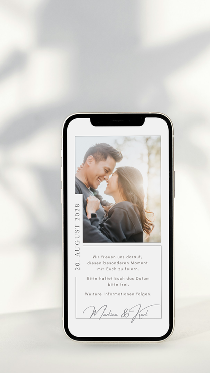 Digitale Save-the-Date Karte – Klar & Fotobasiert