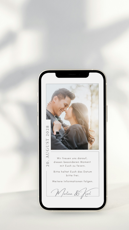 Digitale Save-the-Date Karte – Klar & Fotobasiert