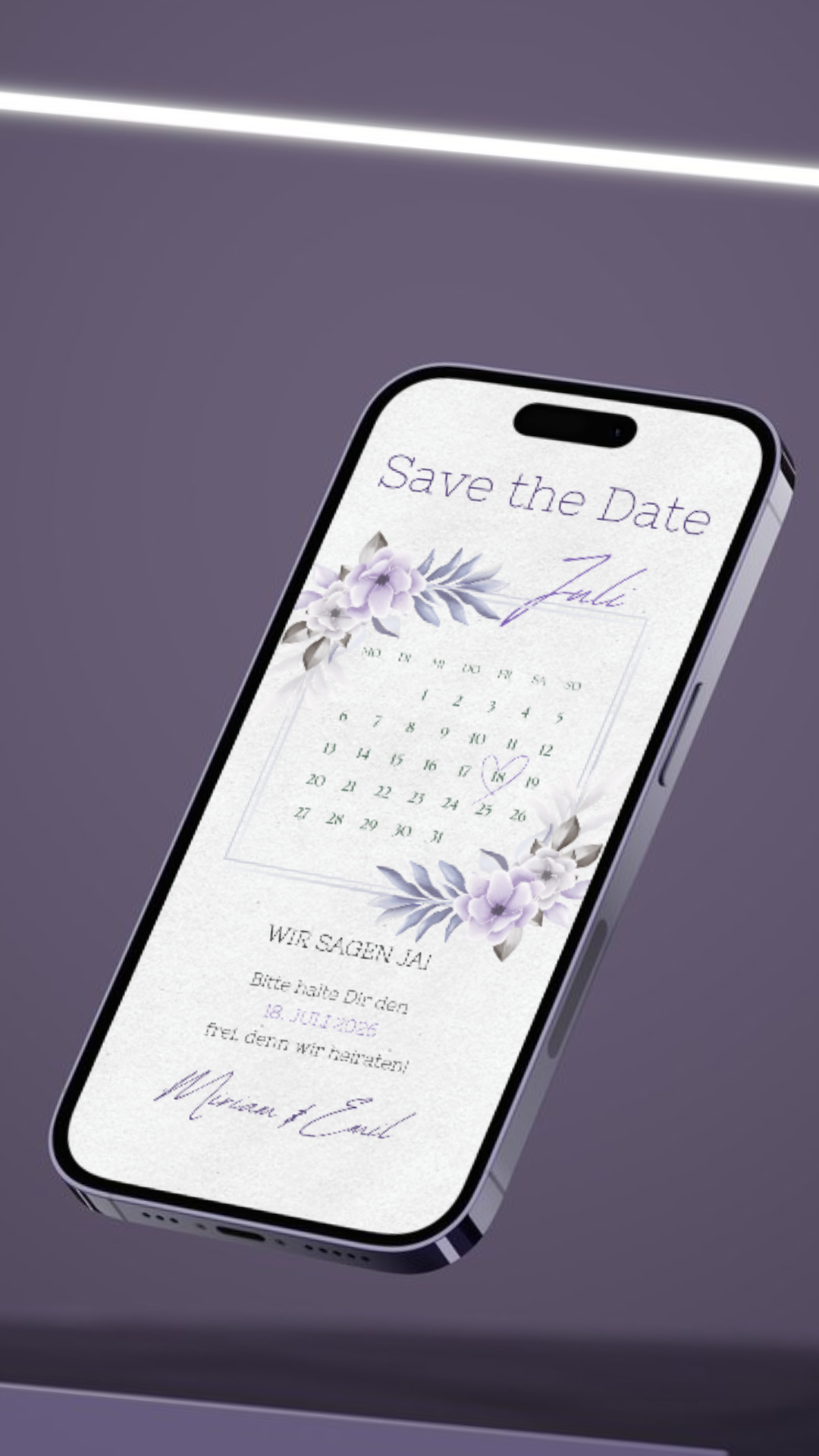 Save the Date Karte digital – Zart, elegant und natürlich