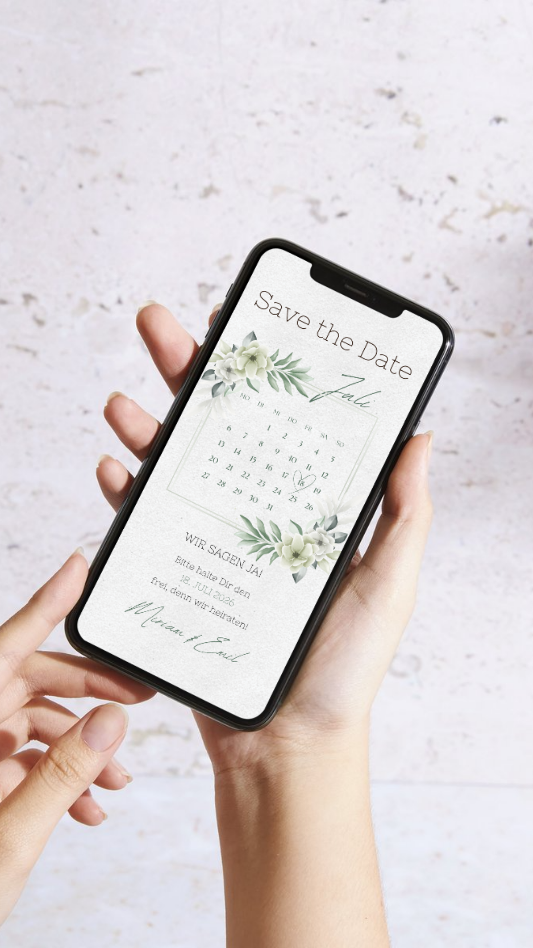 Save the Date Karte digital – Zeitlos elegant und natürlich