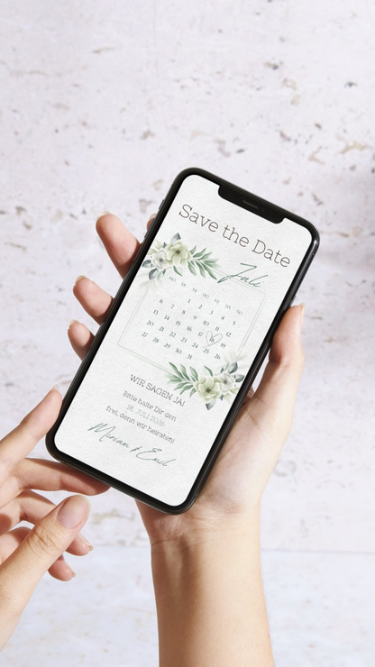 Save the Date Karte digital – Zeitlos elegant und natürlich