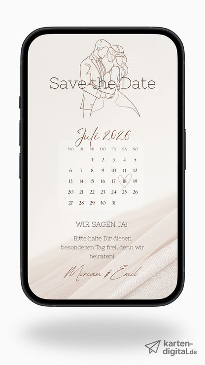 Save the Date Karte digital – Stilvoll, modern und persönlich