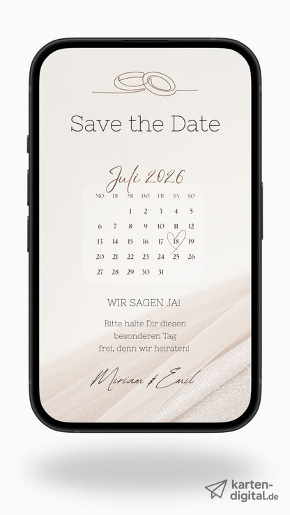 Save the Date Karte digital – Elegant, modern und persönlich