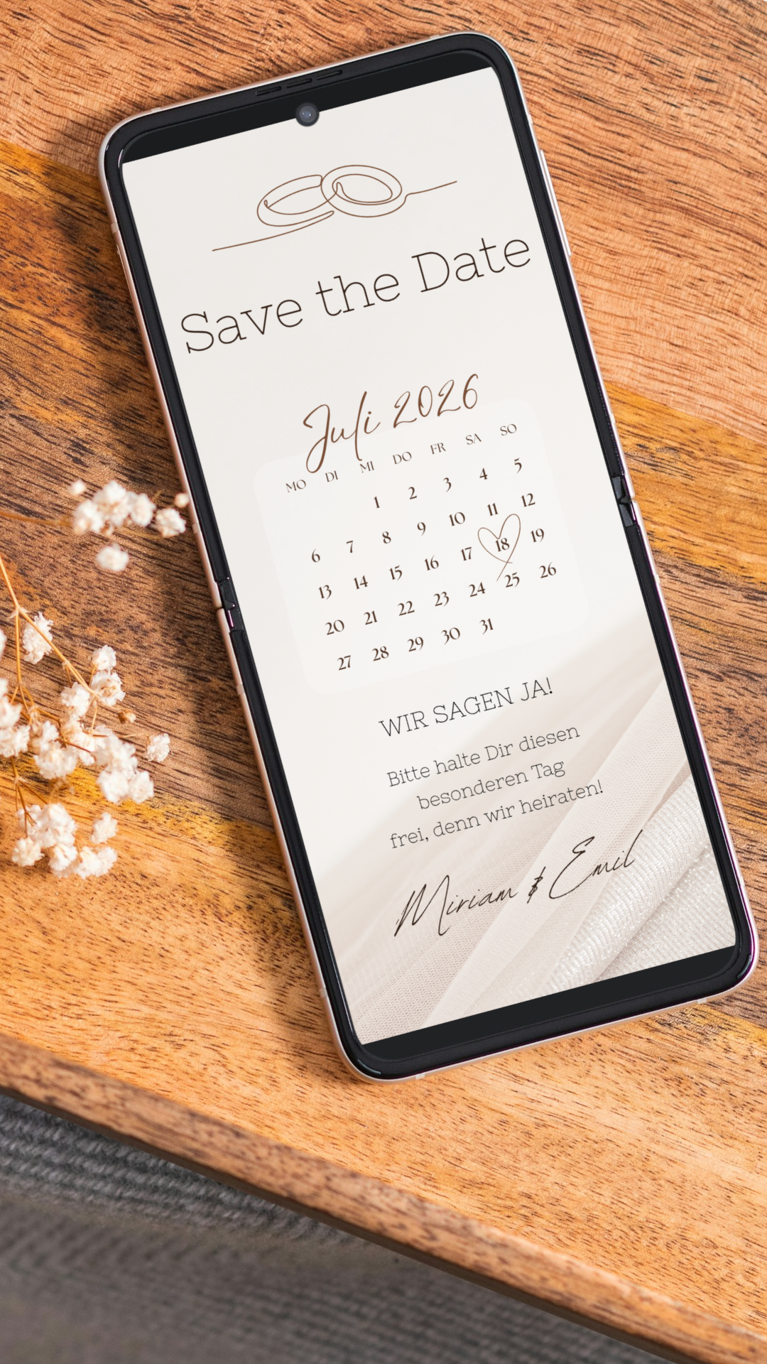 Save the Date Karte digital – Elegant, modern und persönlich