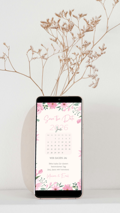 Save the Date Karte digital – Zart, verspielt und persönlich eure Hochzeit ankündigen