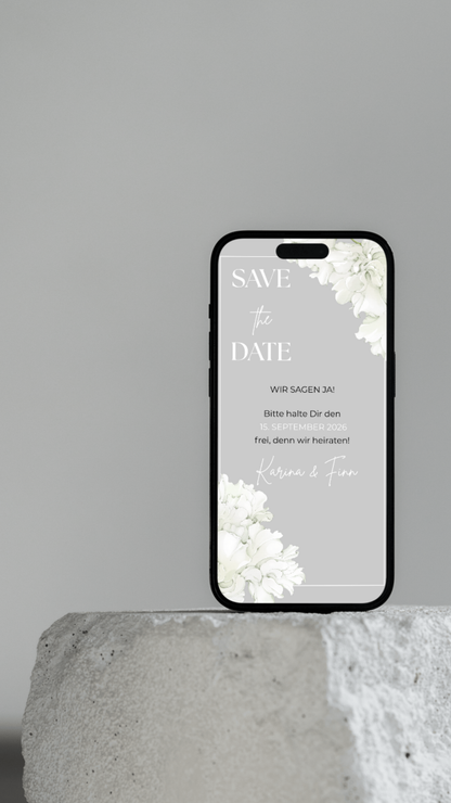 Save the Date Karte digital – Minimalistisch elegant und stilvoll