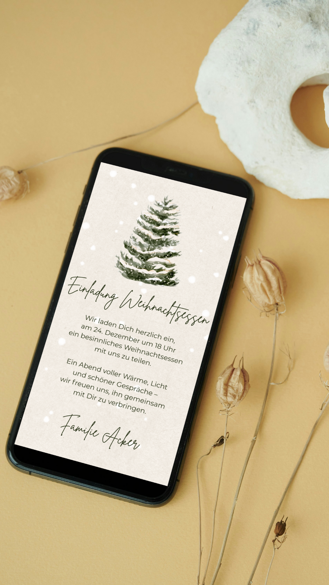 Digitale Einladung zum Weihnachtsessen – stilvoll & herzlich