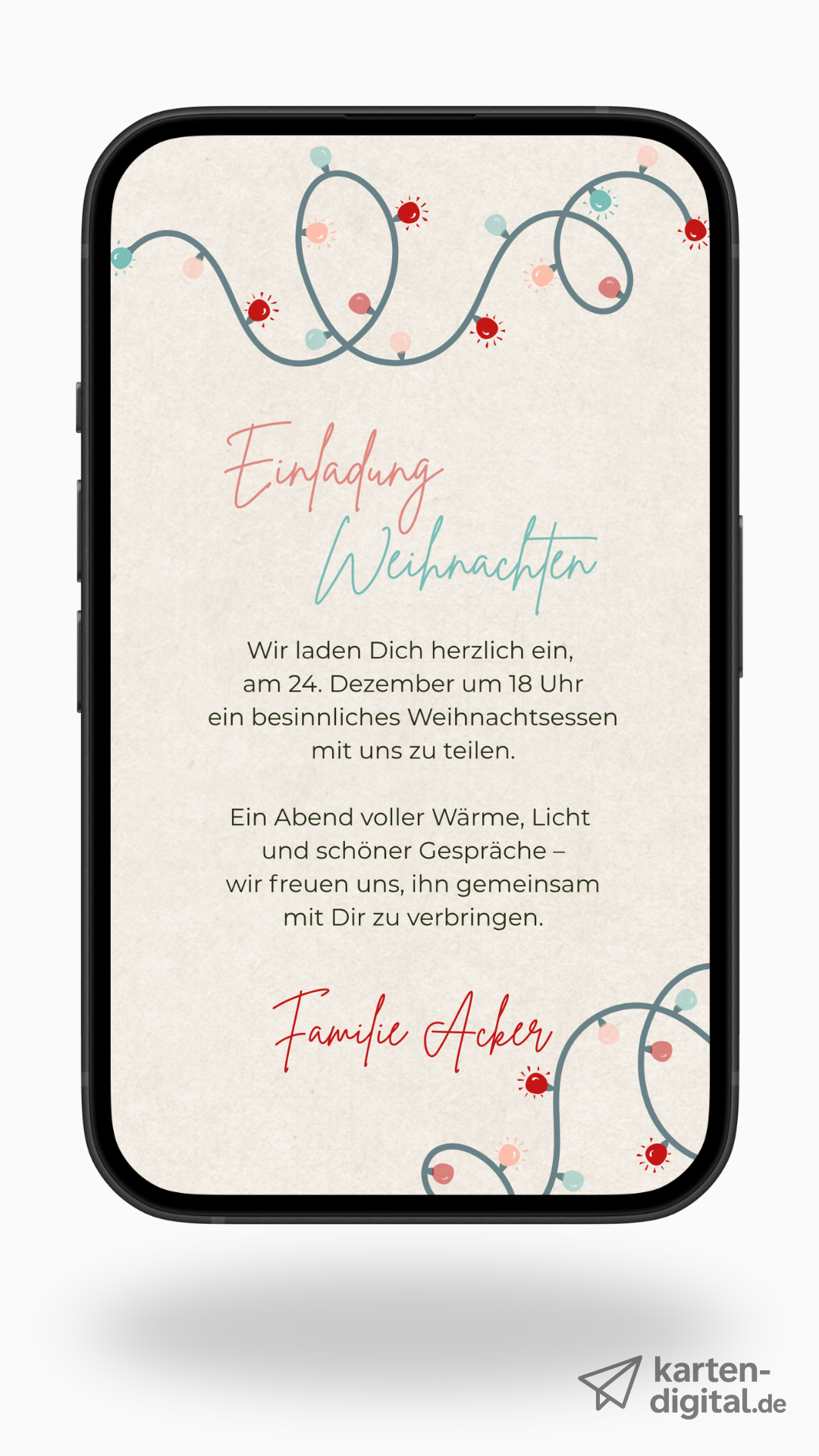 Digitale Video-Einladung zum Weihnachtsessen – festlich animiert