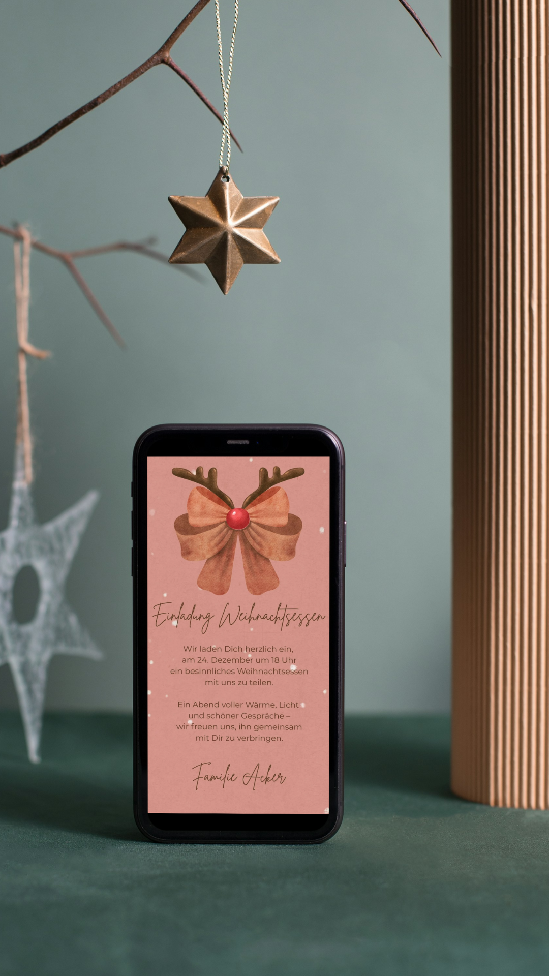 Digitale Einladung zum Weihnachtsessen – warm, modern & liebevoll gestaltet