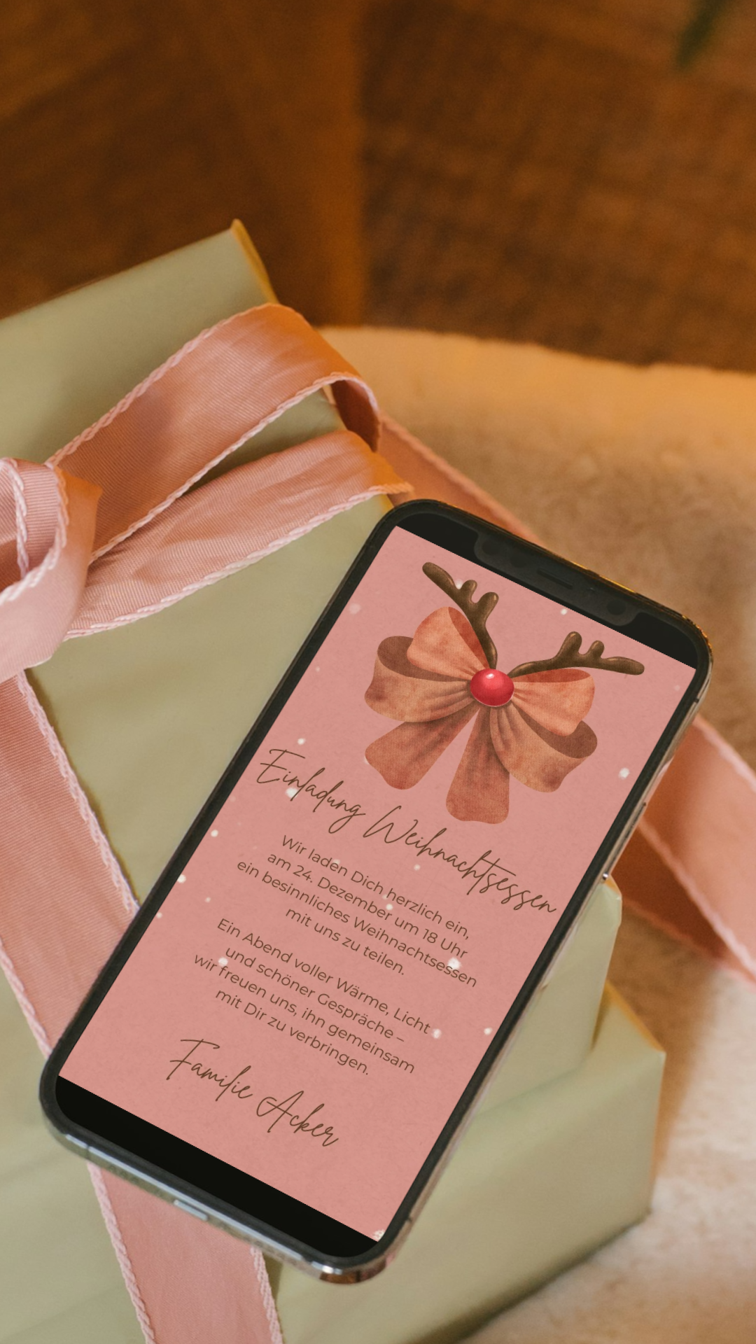 Digitale Einladung zum Weihnachtsessen – warm, modern & liebevoll gestaltet