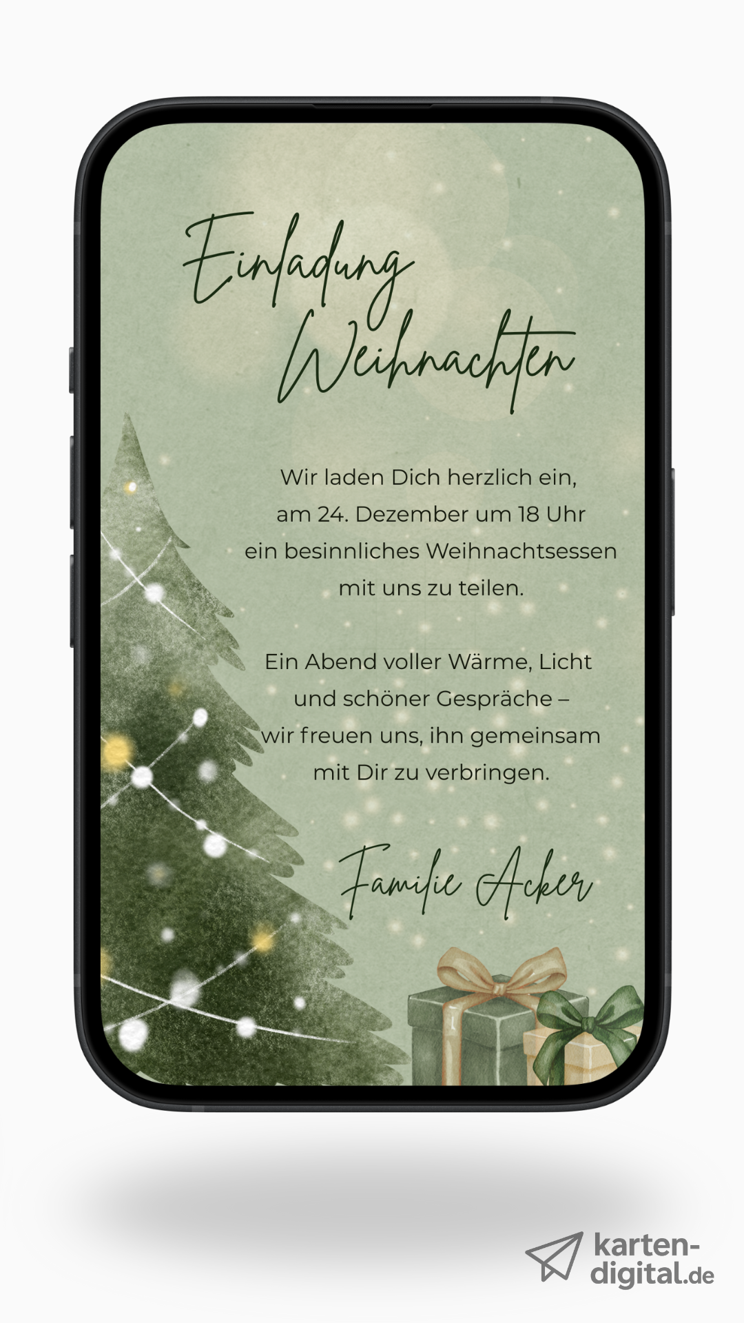 Digitale Einladung zu Weihnachten – festlich, modern und stimmungsvoll