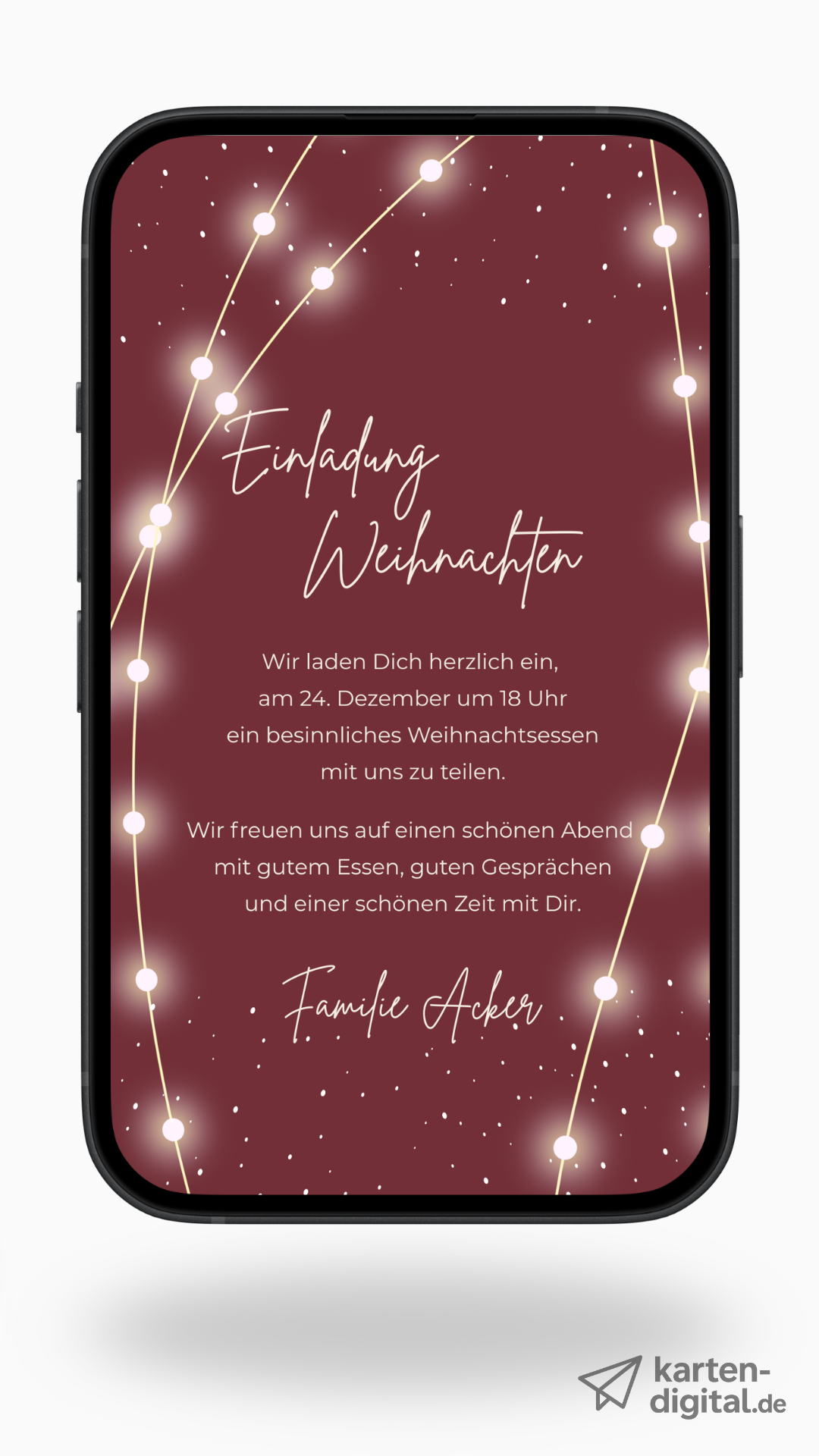 Digitale Einladung zu Weihnachten – modern, elegant & stimmungsvoll