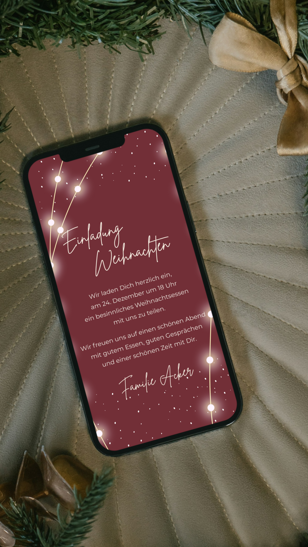 Digitale Einladung zu Weihnachten – modern, elegant & stimmungsvoll